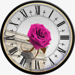 简洁钟表欧式玫瑰底罗马钟高清图片