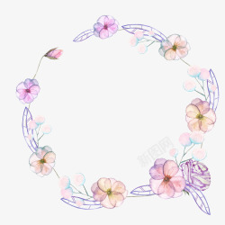 紫色的圆环搭配手绘花朵花环高清图片