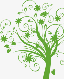 绿色花纹大树素材