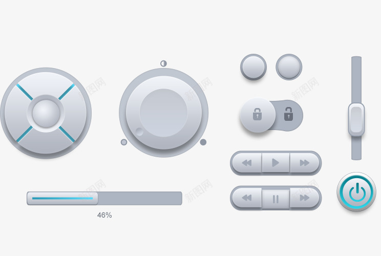 各种开关科技感按钮图标png_新图网 https://ixintu.com 各种开关 快进按钮 按钮图标 按钮素材 曲选择 白色按钮 科技感 科技感按钮 音量调节