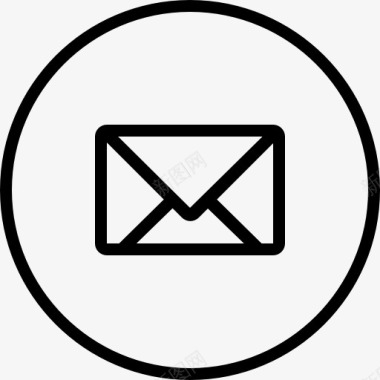 在圆形概述按钮上的新邮件信封背面符号图标图标
