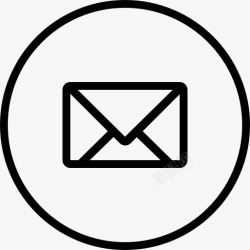 新的按钮在圆形概述按钮上的新邮件信封背面符号图标高清图片