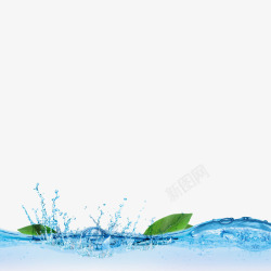 漂浮中的水水效果元素绿叶漂浮高清图片