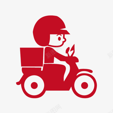 卡通人物红色电动车元素图标图标
