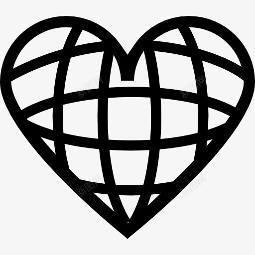 心与网格图标png_新图网 https://ixintu.com 地球 地球图标 形状 心 爱 符号 网格