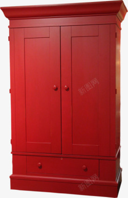 红色木质橱柜素材
