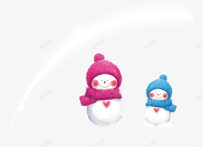 戴帽子的小雪人psd免抠素材_新图网 https://ixintu.com 圣诞节 红色帽子 装饰图案 雪人