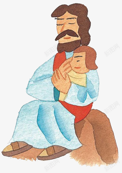 抱孩子的男人png免抠素材_新图网 https://ixintu.com 一位 卡通 印度 孩子 手绘 服饰 男人 简图