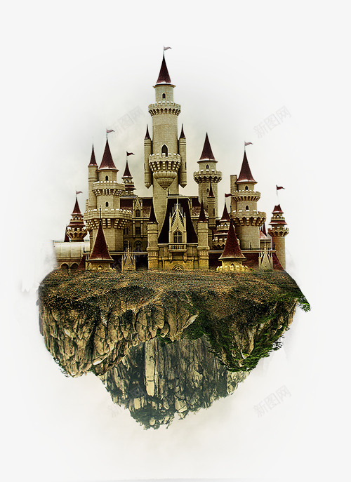 漂浮在空中的城堡png免抠素材_新图网 https://ixintu.com 古堡 城市建筑 漂浮在空中的城堡