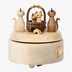 木质音乐盒貓咪木质音乐盒高清图片