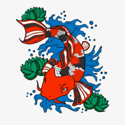 彩色锦鲤免抠PNG彩色锦鲤高清图片