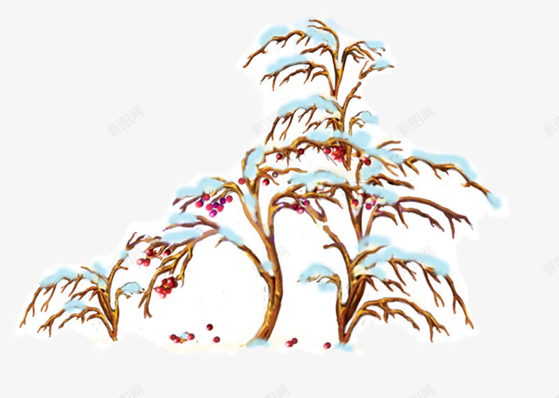 大雪压松png免抠素材_新图网 https://ixintu.com 卡通 可爱 大雪 手绘 松树