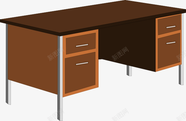 棕色办公桌子png免抠素材_新图网 https://ixintu.com 办公室 办公桌子 桌子 棕色办公桌 椅子