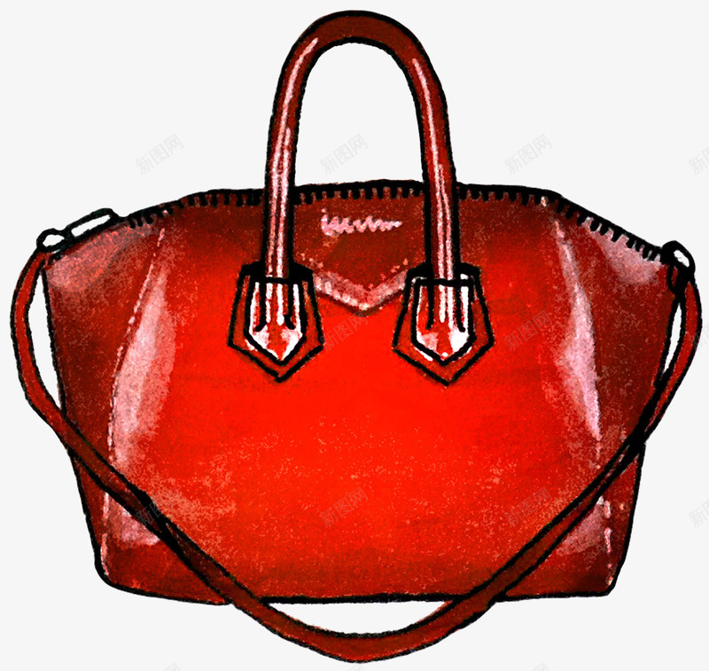手绘女士红色手提包png免抠素材_新图网 https://ixintu.com 包包 女士 手提包 手绘 手绘女士红色手提包 红色