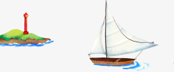 手绘创意帆船儿童素材