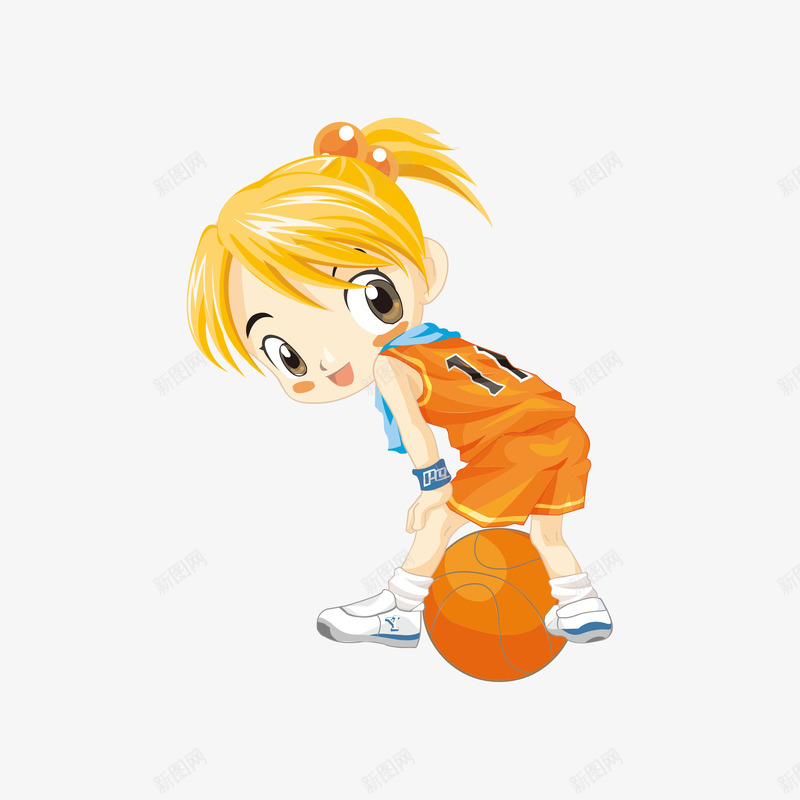 篮球女孩png免抠素材_新图网 https://ixintu.com 可爱 打篮球 黄色