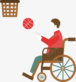 投篮的人坐着轮椅打篮球的人矢量图高清图片
