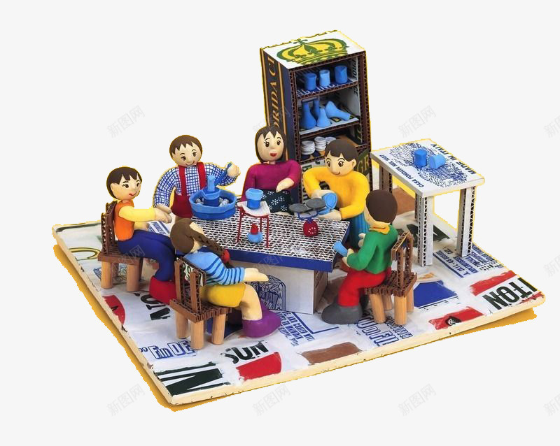 3D模型其乐融融的一家人在客厅png免抠素材_新图网 https://ixintu.com 3D 家庭 模型 气氛 玩偶 玩具