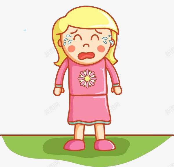 卡通哭泣的女孩png免抠素材_新图网 https://ixintu.com 卡通 哭小孩 哭泣的女孩 眼泪 站立的女孩 草地上的女孩