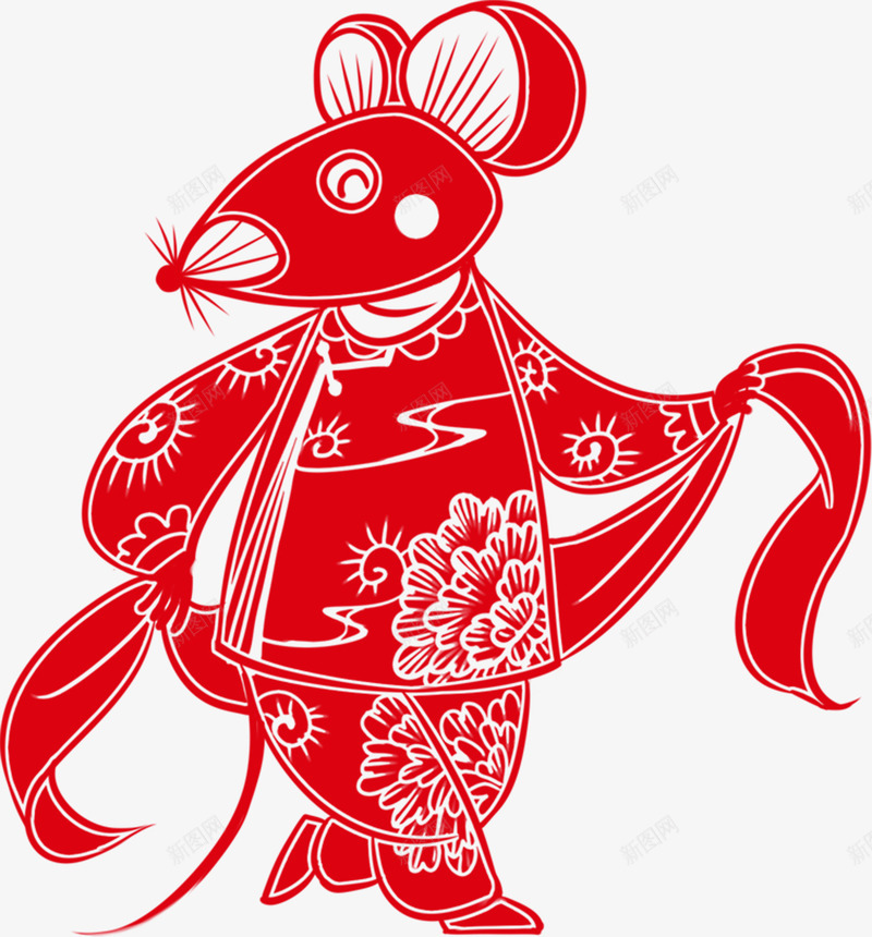 鼠年中国风老鼠png免抠素材_新图网 https://ixintu.com 剪纸 红色鼠年剪纸 鼠年剪纸 鼠年窗花