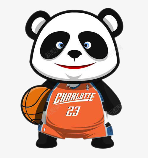 玩篮球的熊猫png免抠素材_新图网 https://ixintu.com 动物 卡通 熊猫 篮球