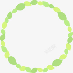 绿叶环形绿色环形绿叶花圈装饰元素高清图片