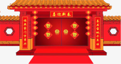 喜庆大门春节古典建筑大门高清图片