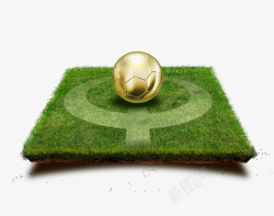 绿色草坪金色足球素材