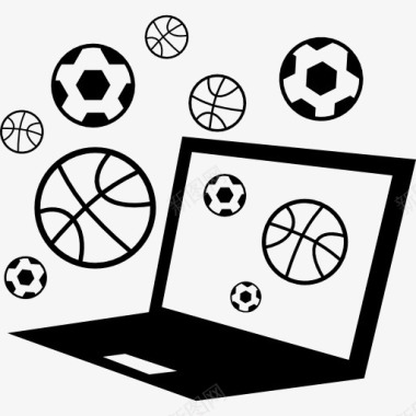 计算机与足球和篮球球图标图标