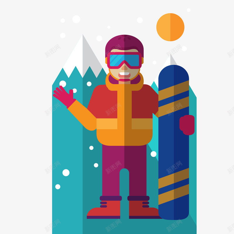 冬季运动矢量图ai免抠素材_新图网 https://ixintu.com 单板 扁平 滑雪 滑雪人 矢量图