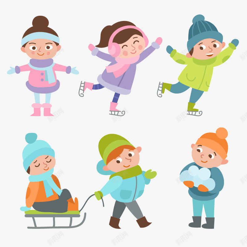 可爱的孩子们png免抠素材_新图网 https://ixintu.com 冬季 可爱 孩子 练习 运动