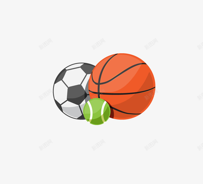 卡通篮球足球png免抠素材_新图网 https://ixintu.com 卡通 校园 篮球 足球