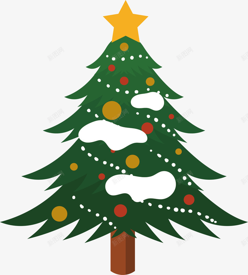 卡通圣诞树png免抠素材_新图网 https://ixintu.com 圣诞树 圣诞节 矢量png 落雪