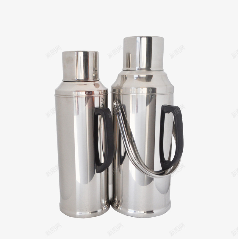 两个不锈钢暖瓶png免抠素材_新图网 https://ixintu.com 不锈钢 两个 家居用品 暖瓶