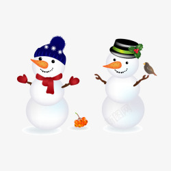 圣诞两个雪人矢量图素材