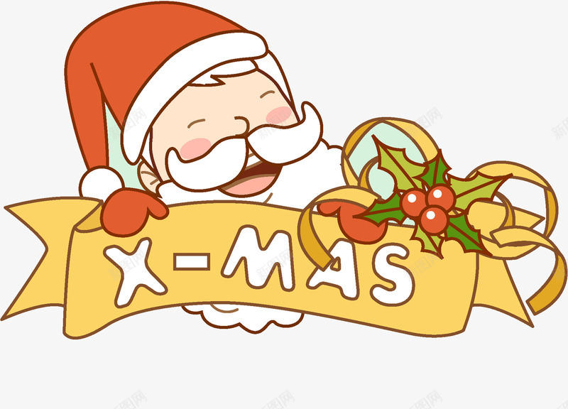 圣诞老人手绘png免抠素材_新图网 https://ixintu.com 圣诞老人 圣诞节 圣诞装饰 彩带 手套 白胡子 花环