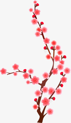 粉色中国风美丽花枝素材