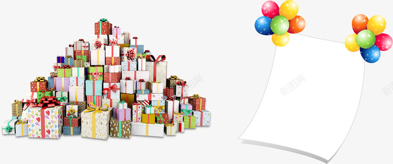 礼物气球装饰元素png免抠素材_新图网 https://ixintu.com 气球 礼盒 纸张 装饰 购物攻略