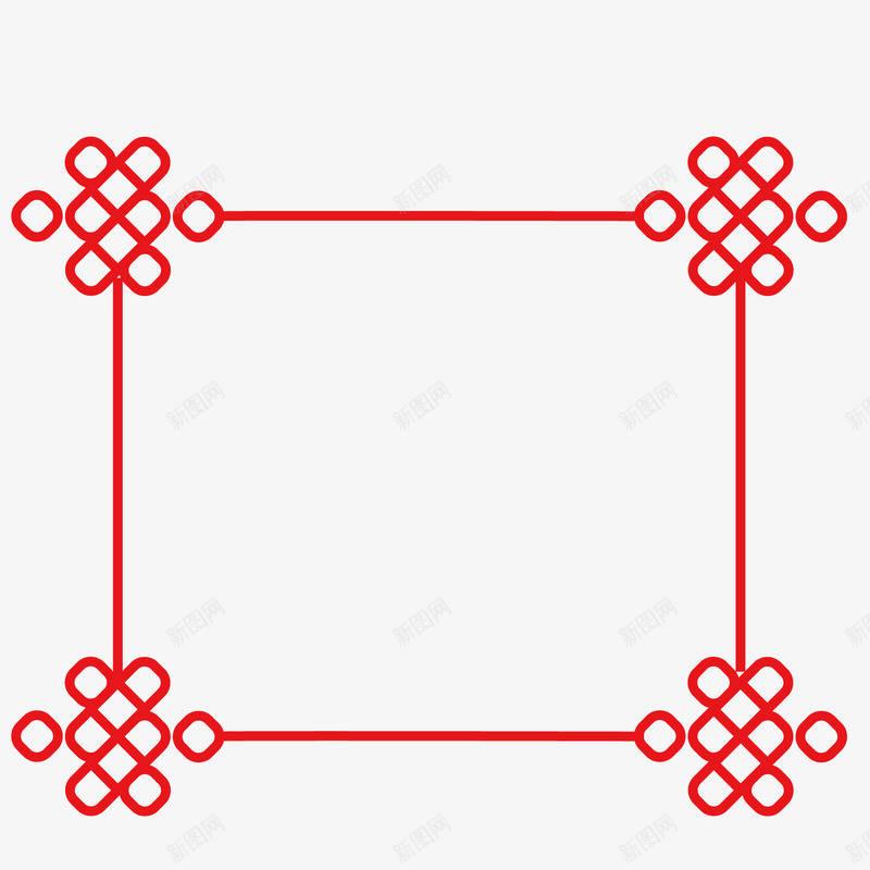 红色传统边框png免抠素材_新图网 https://ixintu.com 中国结 传统 红色 线条 花边 装饰 边框