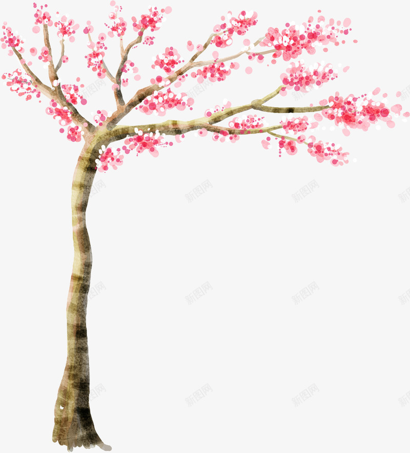 水彩粉色漫画大树png免抠素材_新图网 https://ixintu.com 大树 水彩 漫画 粉色