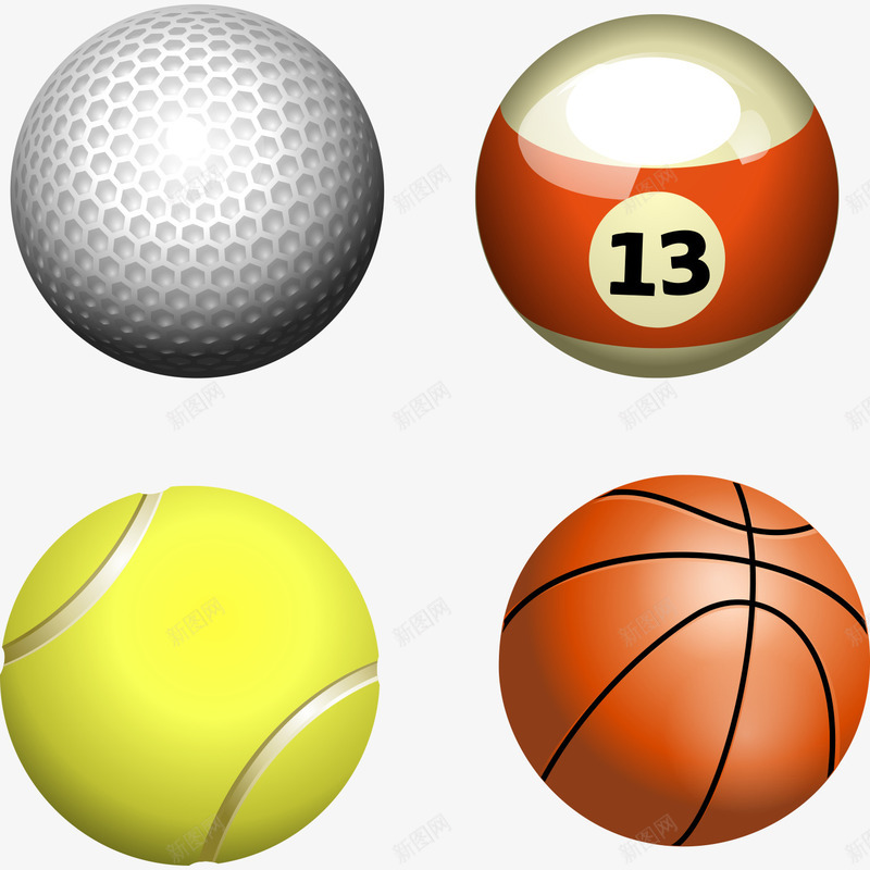 各式运动类球png免抠素材_新图网 https://ixintu.com 桌球 篮球 网球 足球 高尔夫球