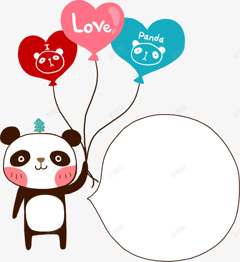 对话框png免抠素材_新图网 https://ixintu.com 对话框 小熊 文本框 气球 漂浮 熊猫