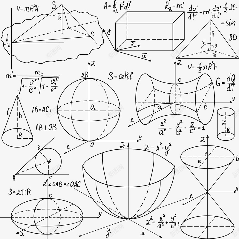 漂浮数学函数图像矢量图eps免抠素材_新图网 https://ixintu.com 函数图像 数学 漂浮 矢量图