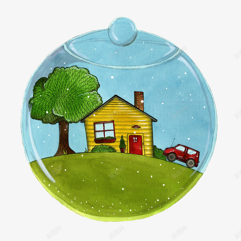 大树下的小房子png免抠素材_新图网 https://ixintu.com 向上开的车 大树下 山坡上 蓝天