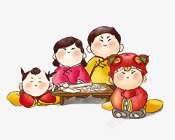 过年吃饺子冬至卡通福娃包饺子人物高清图片