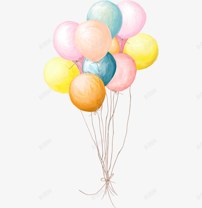 手绘卡通彩色气球png免抠素材_新图网 https://ixintu.com 儿童玩具 小清新颜色搭配气球 彩色气球 漂浮 装饰