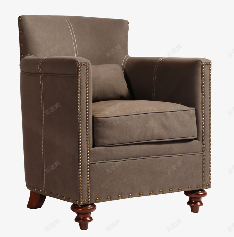 方形咖色沙发椅png免抠素材_新图网 https://ixintu.com 定制 布艺 椅子 舒适