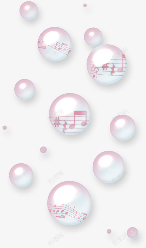 手绘气泡漂浮五线谱乐符png免抠素材_新图网 https://ixintu.com 五线谱 创意 气泡 漂浮素材 红色