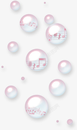 光效乐符手绘气泡漂浮五线谱乐符高清图片