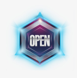 蓝色openopen打开蓝色徽章高清图片